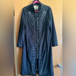 Black embroidered maxi coat by Powder River Outfitters